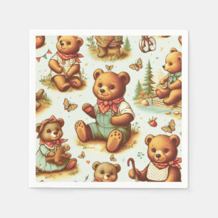 Guardanapo De Papel Padrão de Urso de Corda de Corte Vintage