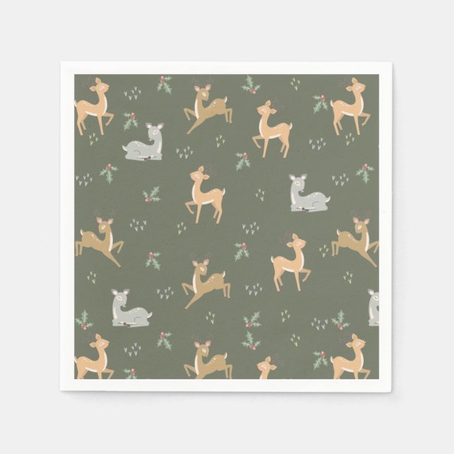 Guardanapo De Papel Padrão de Veado de Natal sem Olhos (Frente)