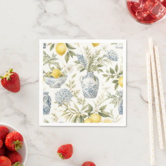 Guardanapo De Papel Padrão de Verão Limão Mediterrâneo | Citru Elegant