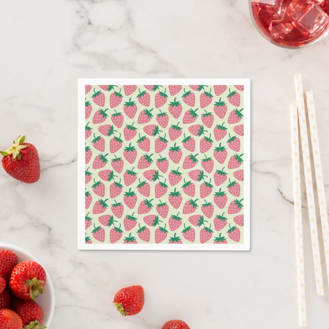 Guardanapo De Papel Padrão de Verão Morango Rosa (Insitu)