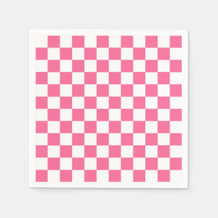 Guardanapo De Papel Padrão de Verificação Branco Cor-de-Rosa