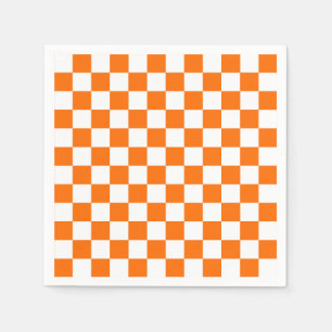 Guardanapo De Papel Padrão de Verificação Branco Laranja