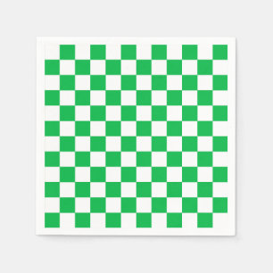 Guardanapo De Papel Padrão de Verificação Branco Verde