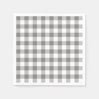 Guardanapo De Papel Padrão De Verificação De Gingham Branco E cinza