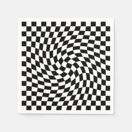 Guardanapo De Papel Padrão de Verificação de Preto e Branco