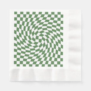 Guardanapo De Papel Padrão de Verificação Verde Azul e Branco