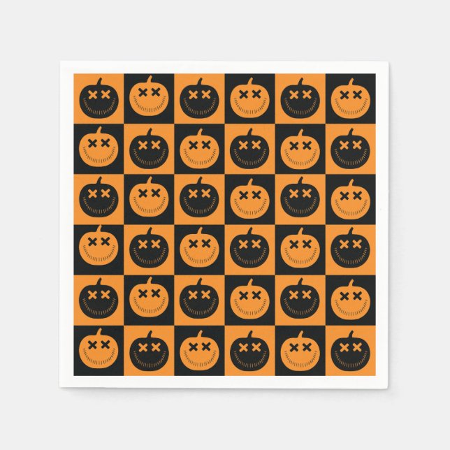 Guardanapo De Papel Padrão de Verificadores de Halloween com Bompkins (Frente)