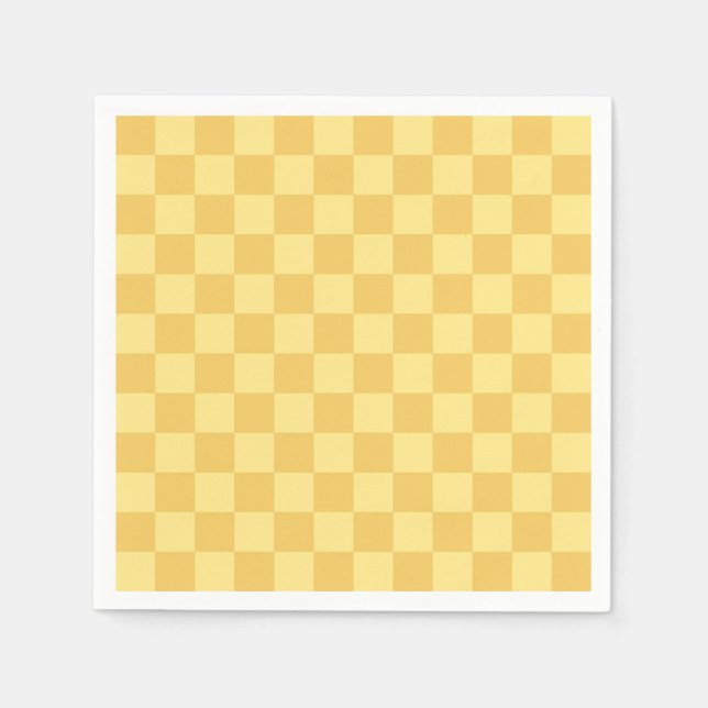 Guardanapo De Papel Padrão de Xadrez Amarelo (Frente)