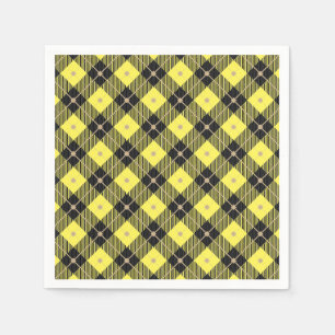 Guardanapo De Papel Padrão de Xadrez Amarelo Trendy Black