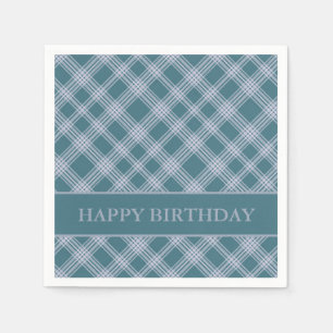 Guardanapo De Papel Padrão de Xadrez ciano mutado Aniversário Napkins