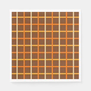 Guardanapo De Papel Padrão de Xadrez de outono em verde-laranja e cast