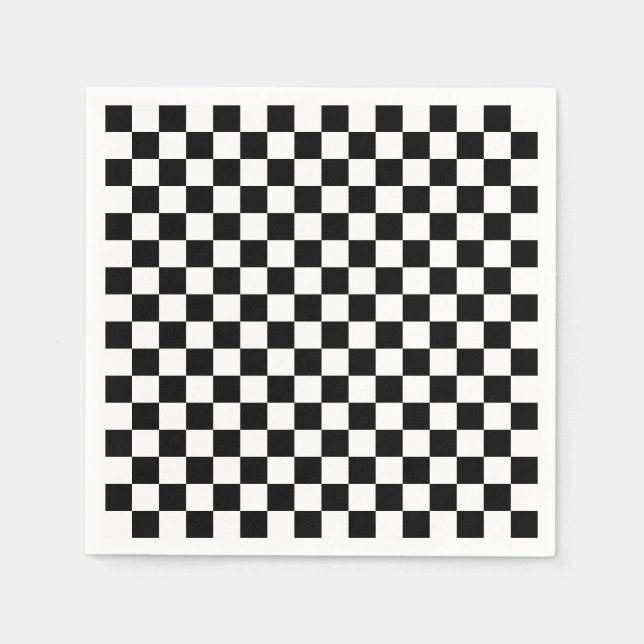 Guardanapo De Papel Padrão de xadrez preto e branco (Frente)