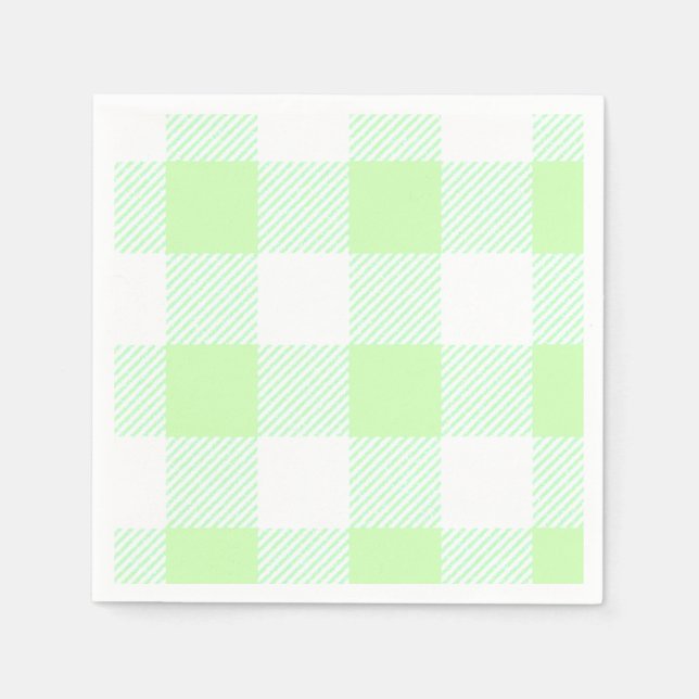 Guardanapo De Papel Padrão de Xadrez Verde Claro Gingham (Frente)