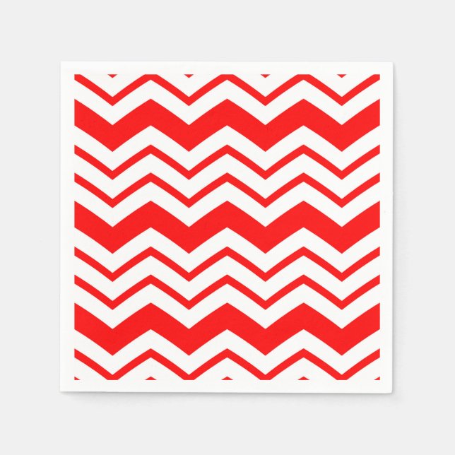 Guardanapo De Papel Padrão de ziguezague em chevron vermelho e branco  (Frente)
