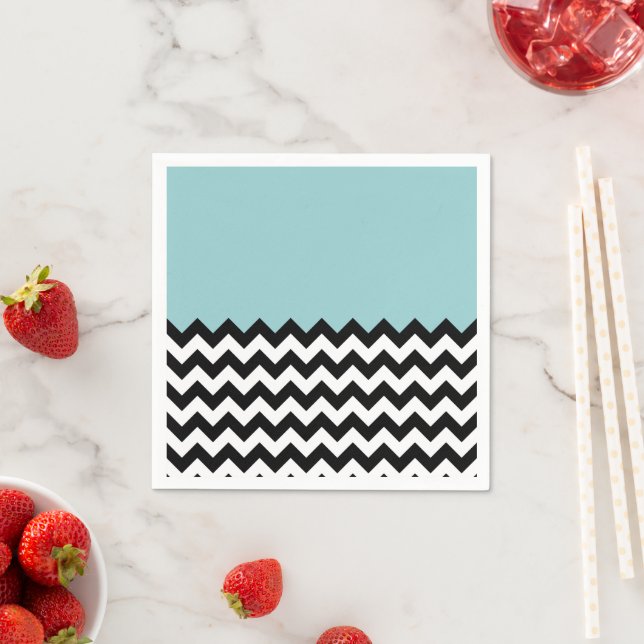 Guardanapo De Papel Padrão de ziguezague preto e branco, Chevron, azul (Insitu)