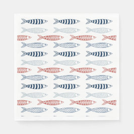 Guardanapo De Papel Padrão Decorativo do Peixe de Sardinha do Mediterr
