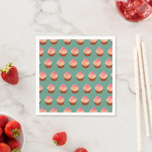 Guardanapo De Papel Padrão do Cupcake rosa-claro