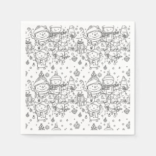 Guardanapo De Papel Padrão Doodle de Natal de Inverno Fofo (2)