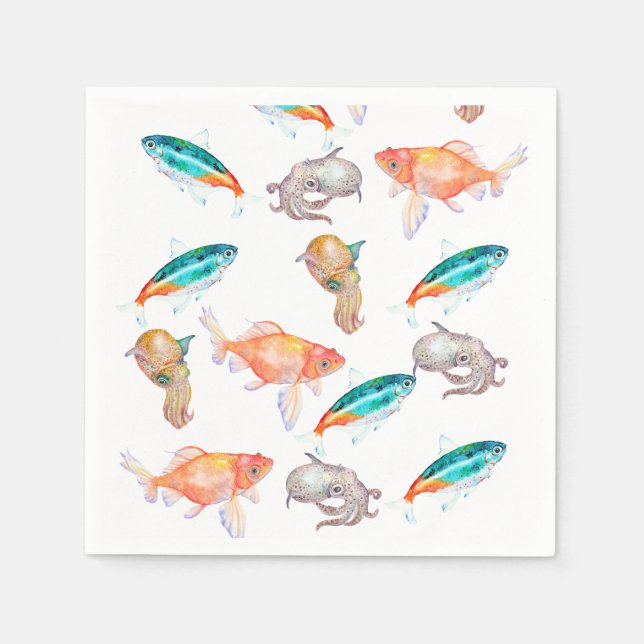 Guardanapo De Papel Padrão dos animais marinhos (Frente)