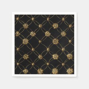 Guardanapo De Papel Padrão Dourado de luxo em fundo preto