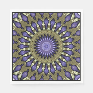 Guardanapo De Papel Padrão Dourado de Mandala Preto Violeta Roxo