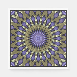 Guardanapo De Papel Padrão Dourado de Mandala Preto Violeta Roxo