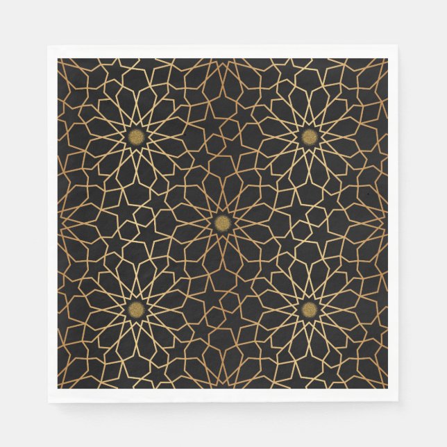 Guardanapo De Papel Padrão Dourado mediterrânico moderno marroquino (Frente)