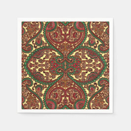 Guardanapo De Papel padrão elegante paisley vitoriano vermelho verde d