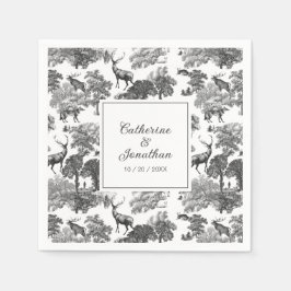Guardanapo De Papel Padrão Elegante Vintage Black White Toile Deer