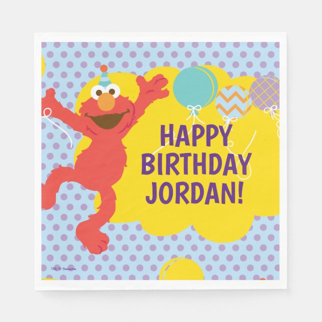 Guardanapo De Papel Padrão Elmo Com Balões do Partido (Frente)