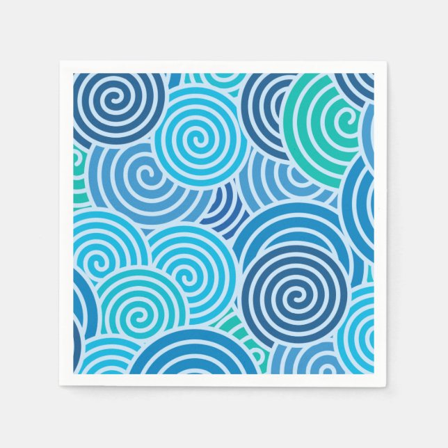 Guardanapo De Papel Padrão Espiral Azul Moderno (Frente)