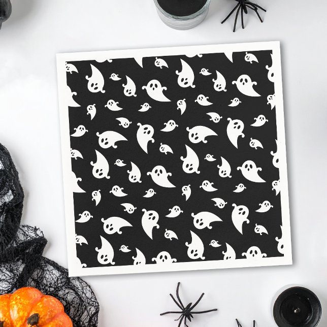 Guardanapo De Papel Padrão Fantasma Spooky No Halloween Preto Decorati (Criador carregado)