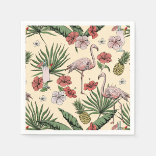 Guardanapo De Papel Padrão Flamingo Floral Amarelo Tropical
