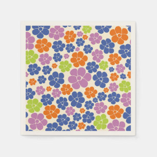 Guardanapo De Papel Padrão Flor - Azul, Laranja, Roxo, Verde