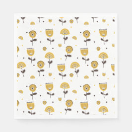 Guardanapo De Papel Padrão Floral Amarelo do meio século