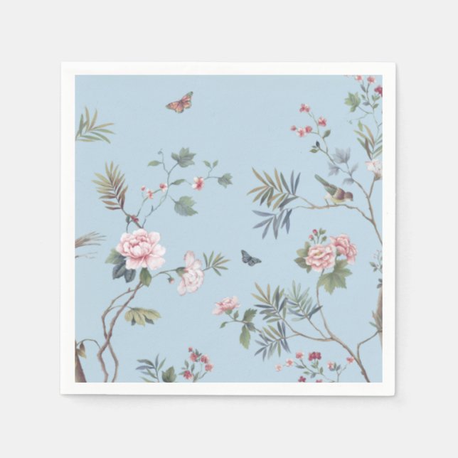 Guardanapo De Papel Padrão floral antigo azul (Frente)
