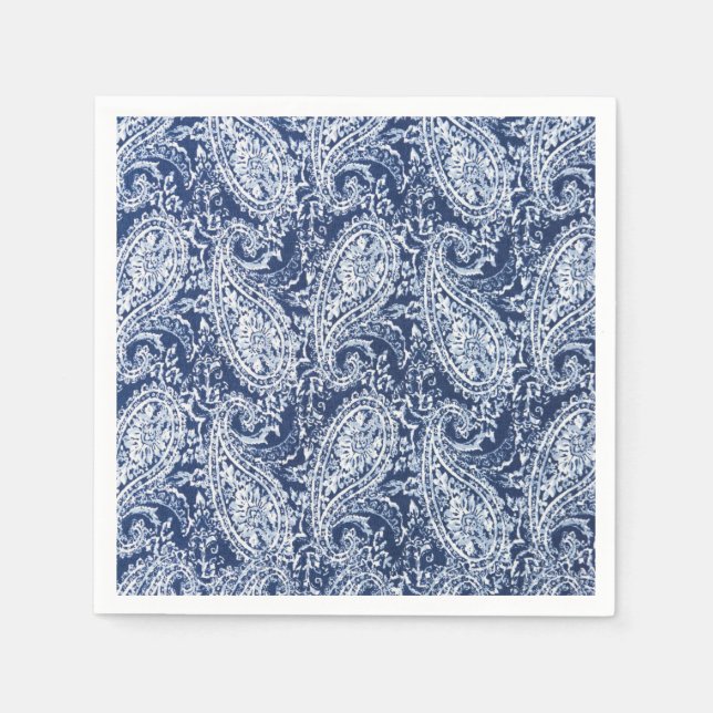 Guardanapo De Papel Padrão floral azul (Frente)