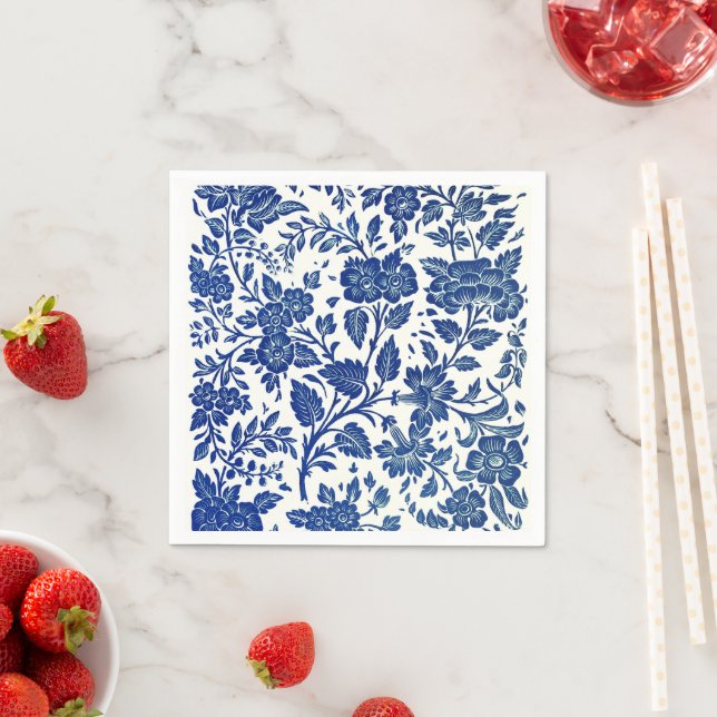 Guardanapo De Papel Padrão Floral Azul (Insitu)