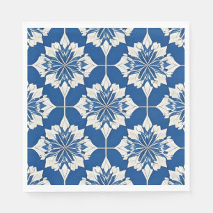 Guardanapo De Papel Padrão Floral Azul e Branco Elegante
