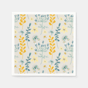 Guardanapo De Papel Padrão floral bonito com borboletas