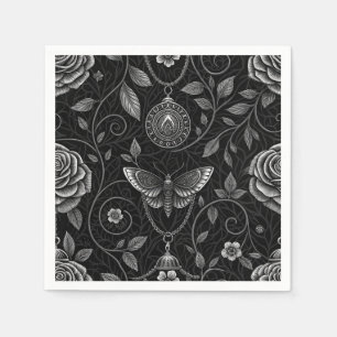 Guardanapo De Papel Padrão Floral Borboleta Gótica (3)