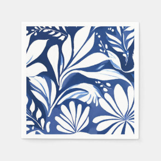 Guardanapo De Papel Padrão Floral Botânico em Aquarela Azul