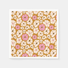 Guardanapo De Papel Padrão floral branco e cor-de-rosa em castanho-car