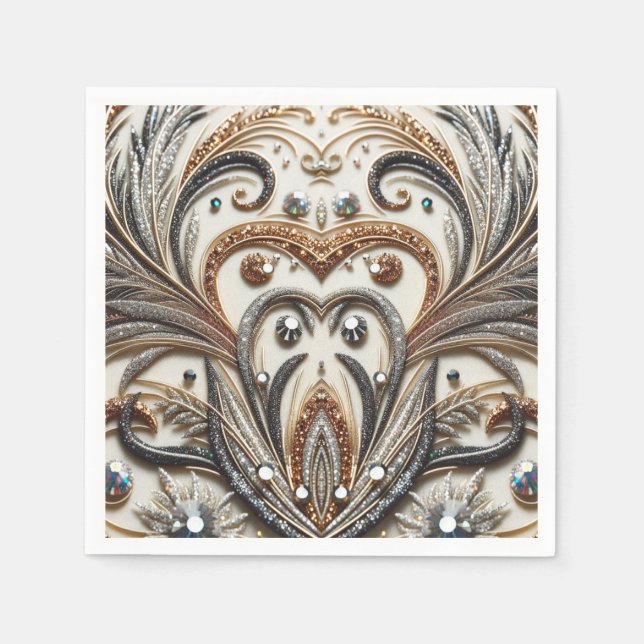 Guardanapo De Papel Padrão floral brilhante com gemstone (Frente)