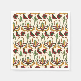Guardanapo De Papel Padrão floral contínuo com vermelho e amarelo