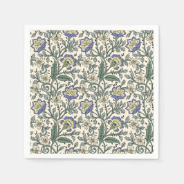 Guardanapo De Papel Padrão floral contínuo em azul, amarelo e branco