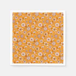 Guardanapo De Papel padrão floral contínuo laranja