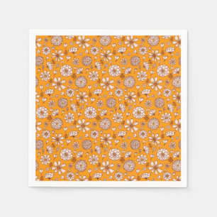 Guardanapo De Papel padrão floral contínuo laranja