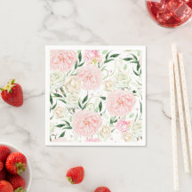 Padrão Floral de Aquarela com Peônia de Rosa Suave