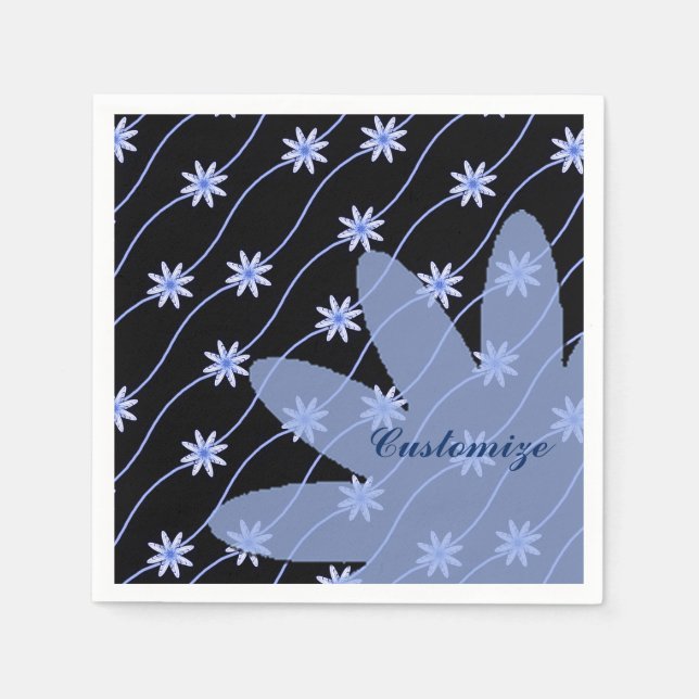 Guardanapo De Papel Padrão Floral de Cadeia Margarida Azul Napkins (Frente)